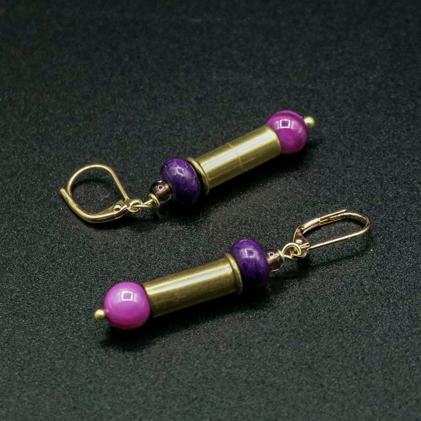 Hi-Caliber Brass Purple Shell Earrings