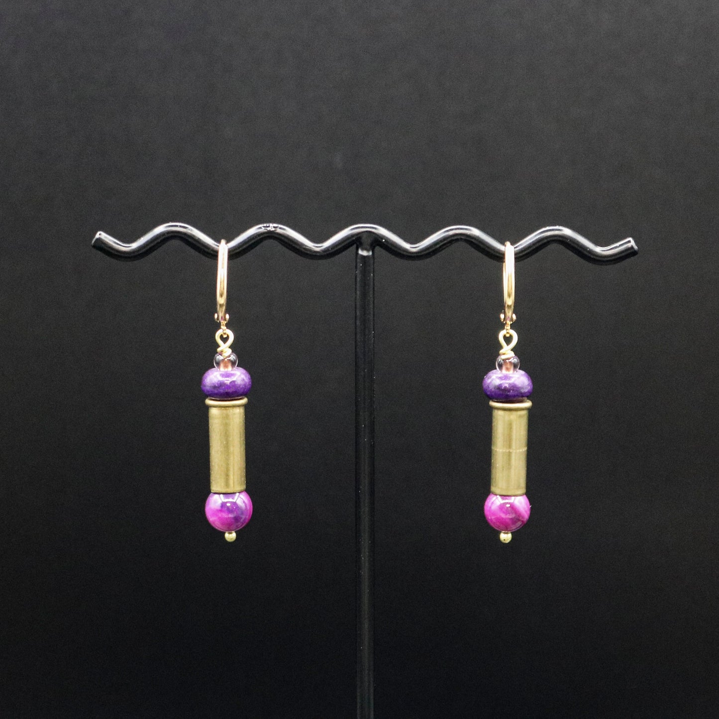 Hi-Caliber Brass Purple Shell Earrings