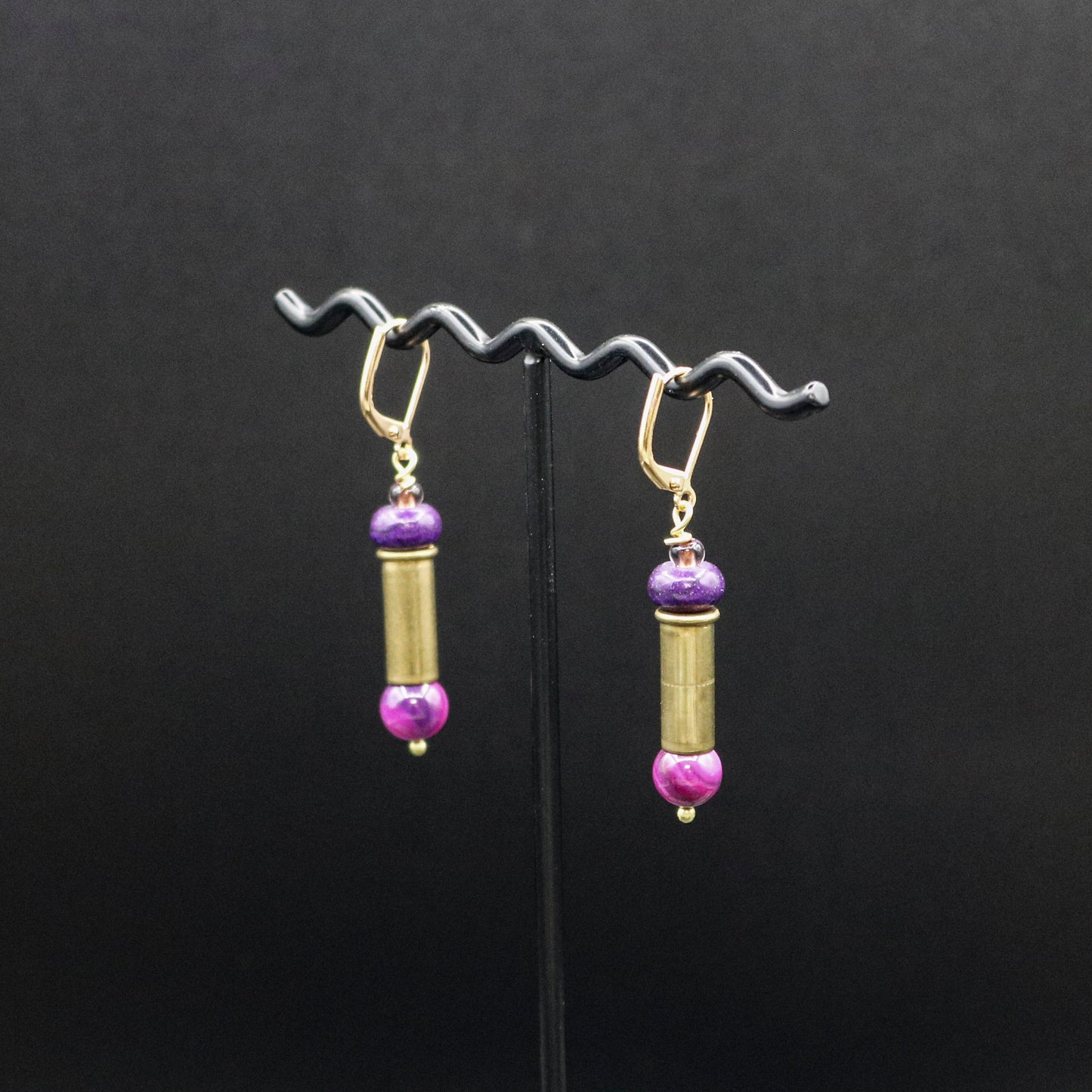 Hi-Caliber Brass Purple Shell Earrings