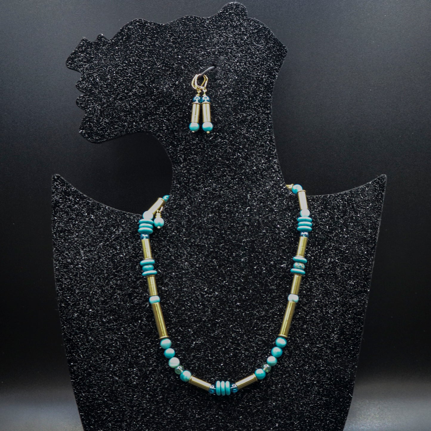 Hi-Caliber Brass & Turquoise Shell Necklace