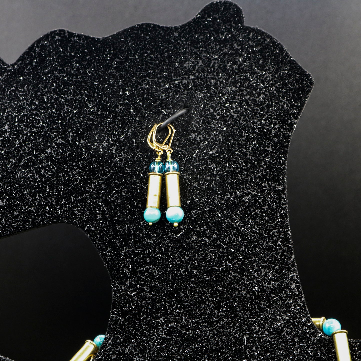 Hi-Caliber Brass Turquoise Shell Earrings