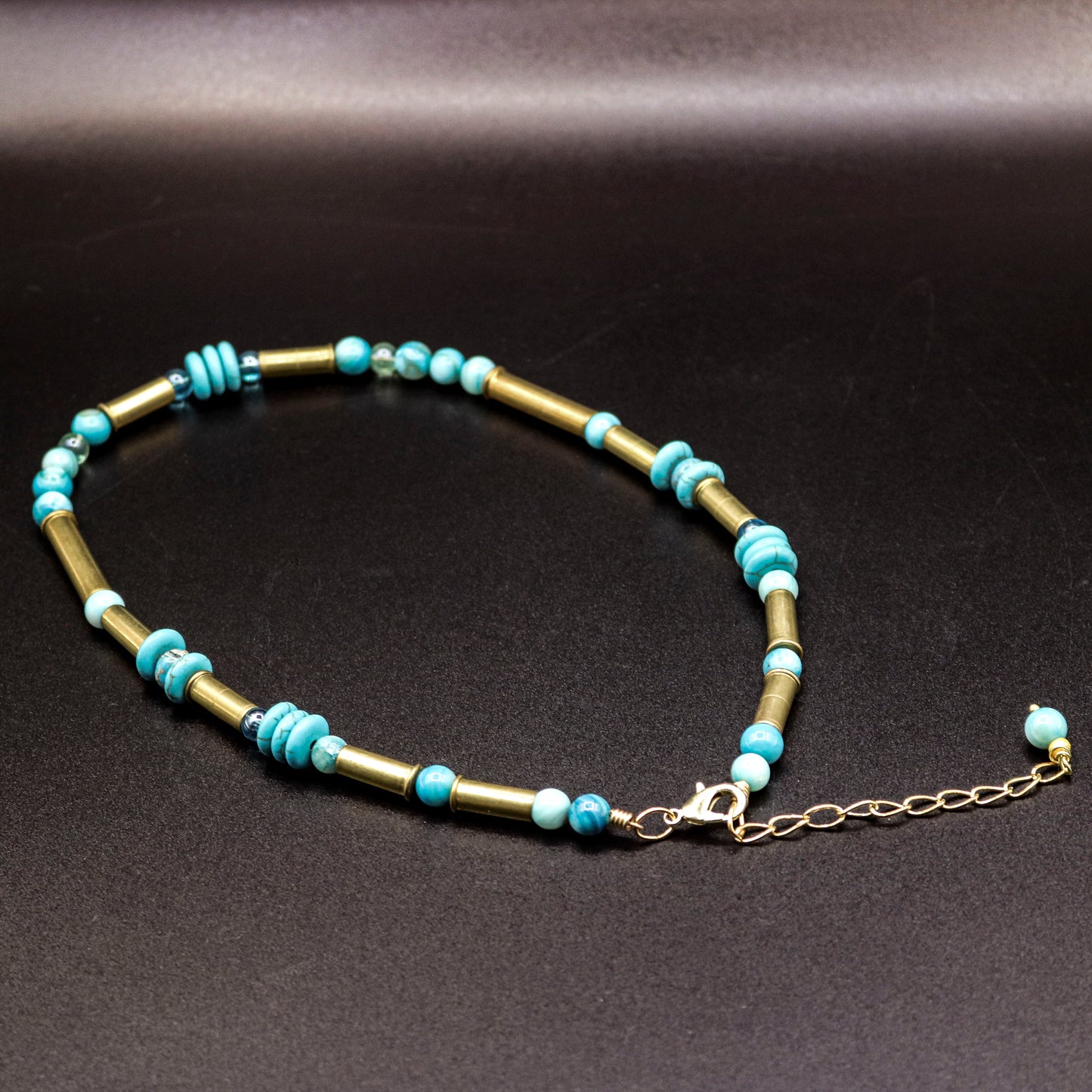 Hi-Caliber Brass & Turquoise Shell Necklace