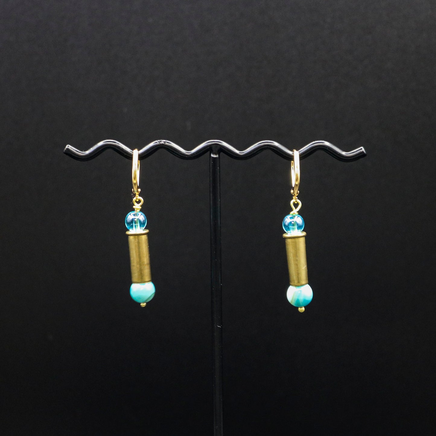 Hi-Caliber Brass Turquoise Shell Earrings