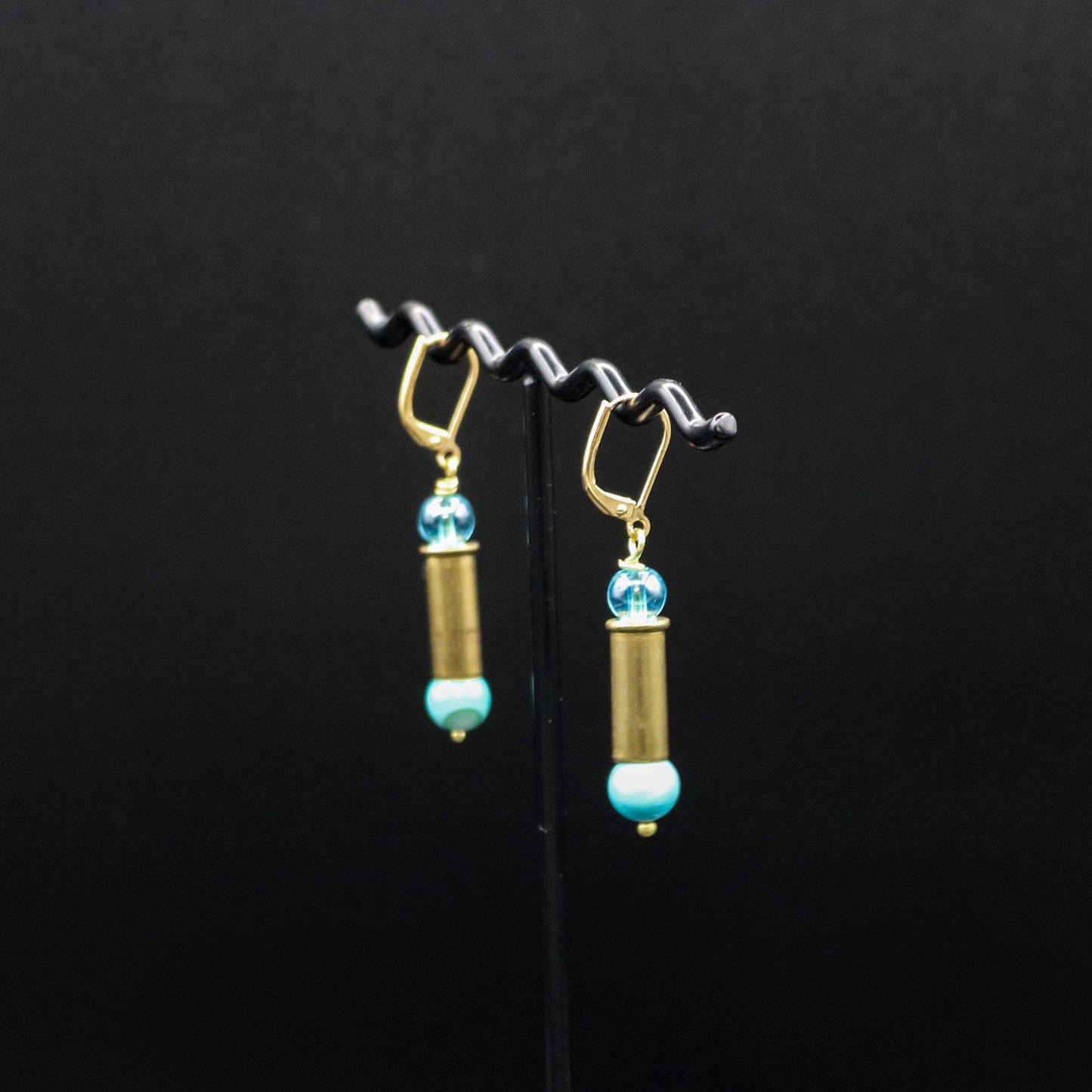 Hi-Caliber Brass Turquoise Shell Earrings