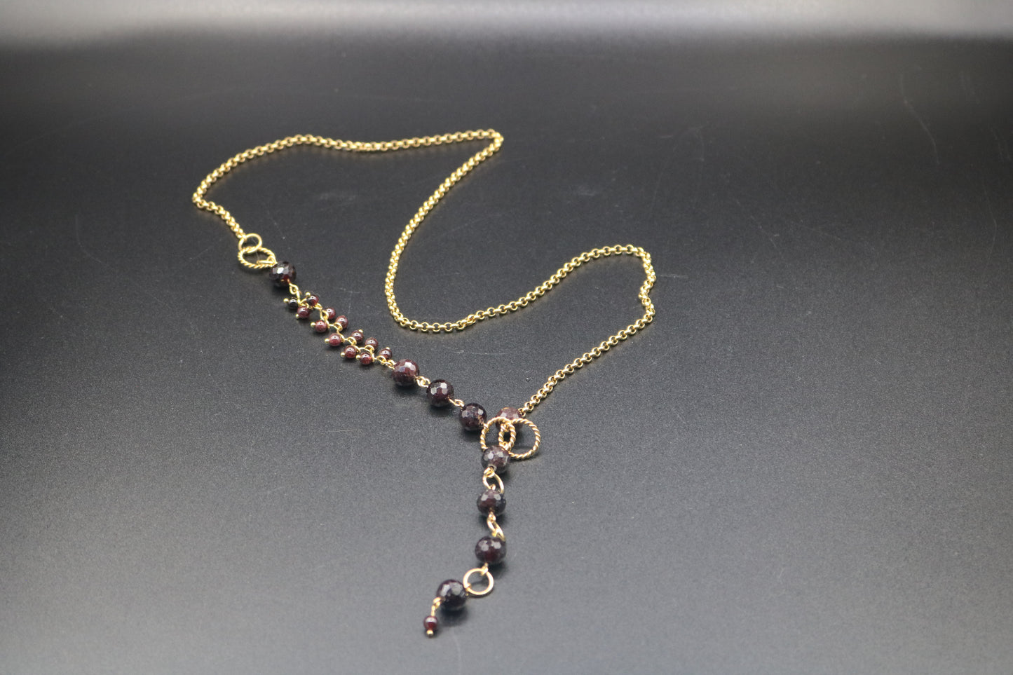 Red Garnet Articulating Link & Chain Lariat