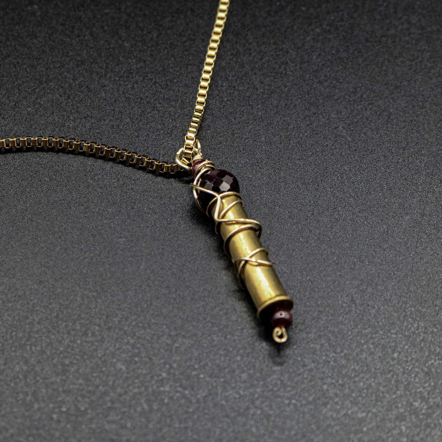 Hi-Caliber Brass & Red Garnet Necklace