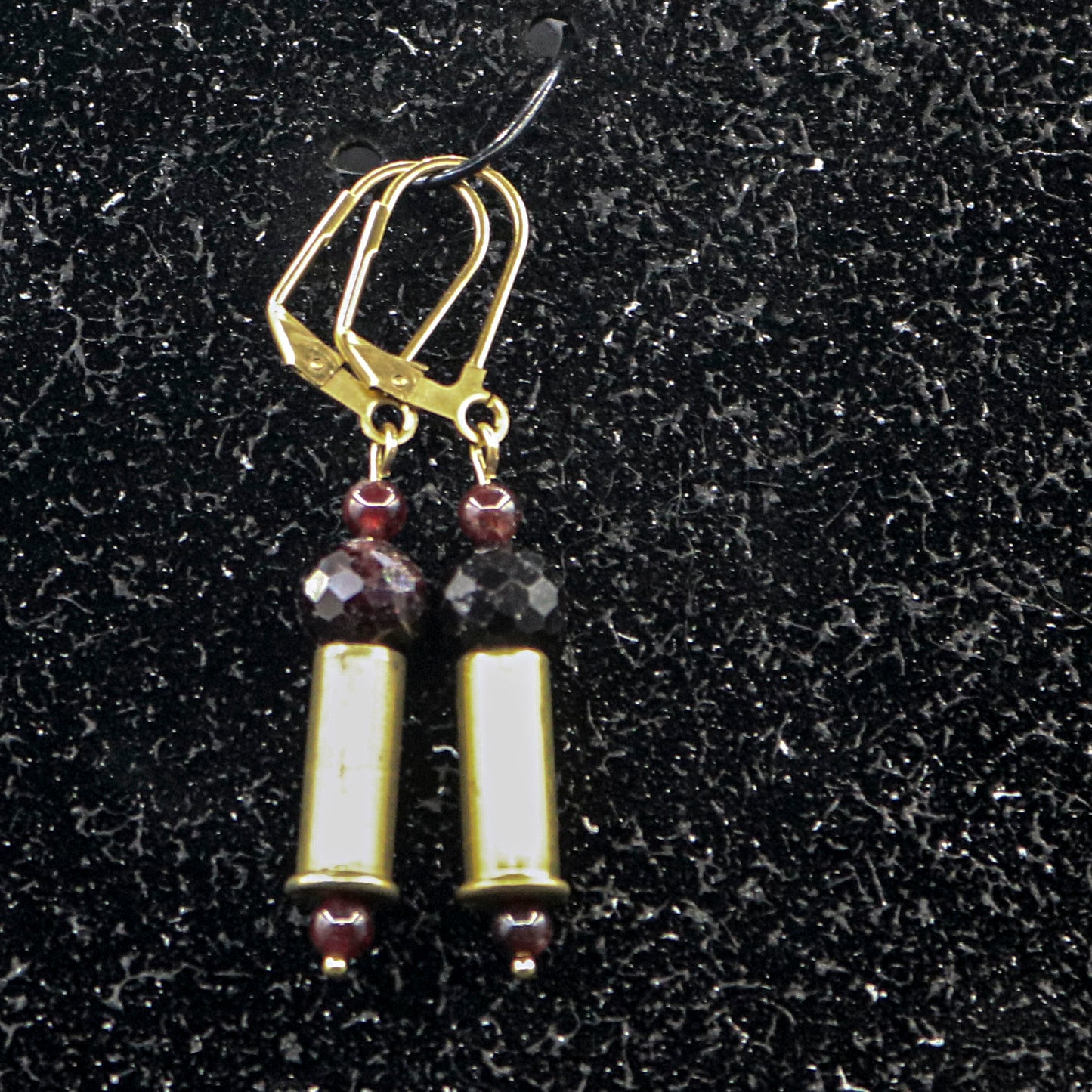 Hi-Caliber Brass & Red Garnet Earrings