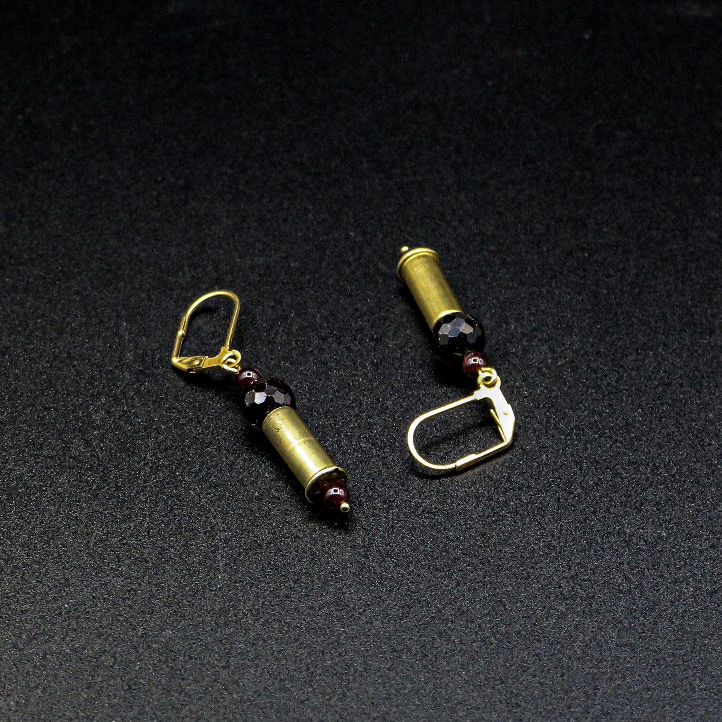 Hi-Caliber Brass & Red Garnet Earrings