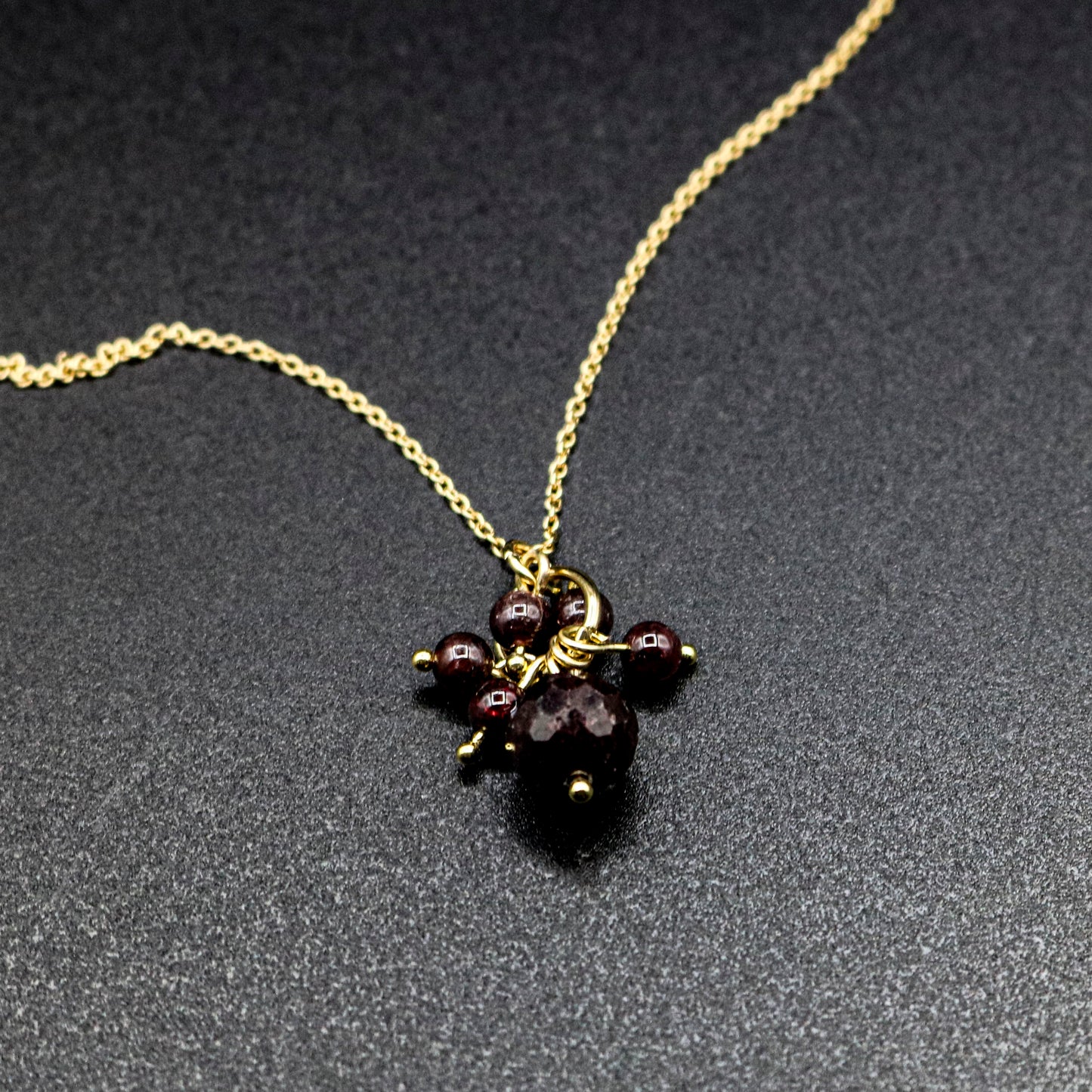 Fine Cable Chain Necklace with Red Garnet Cha-Cha dangle