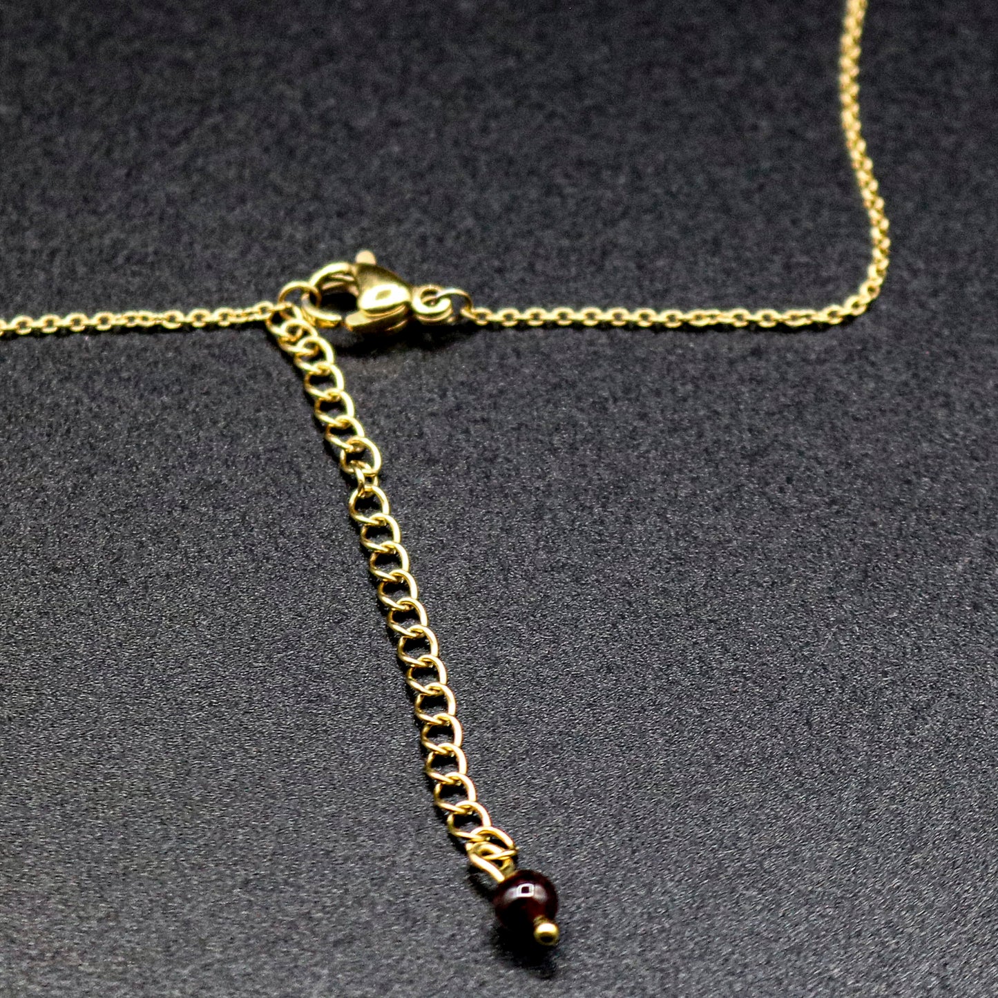 Fine Cable Chain Necklace with Red Garnet Cha-Cha dangle