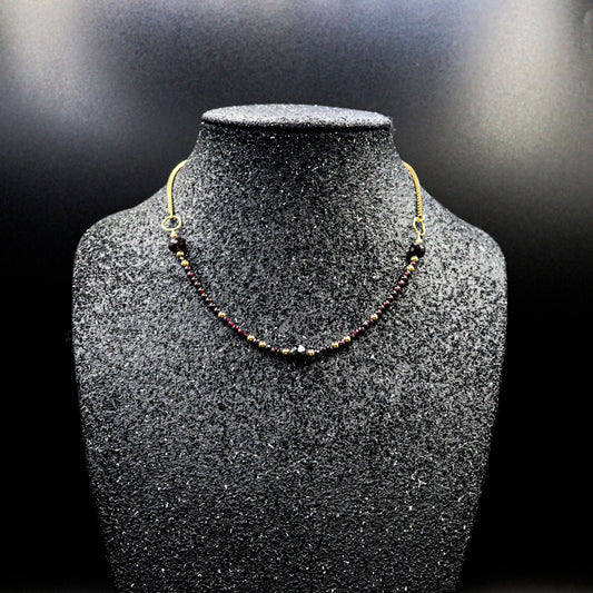 Red Garnet & Gold Choker Style Necklace