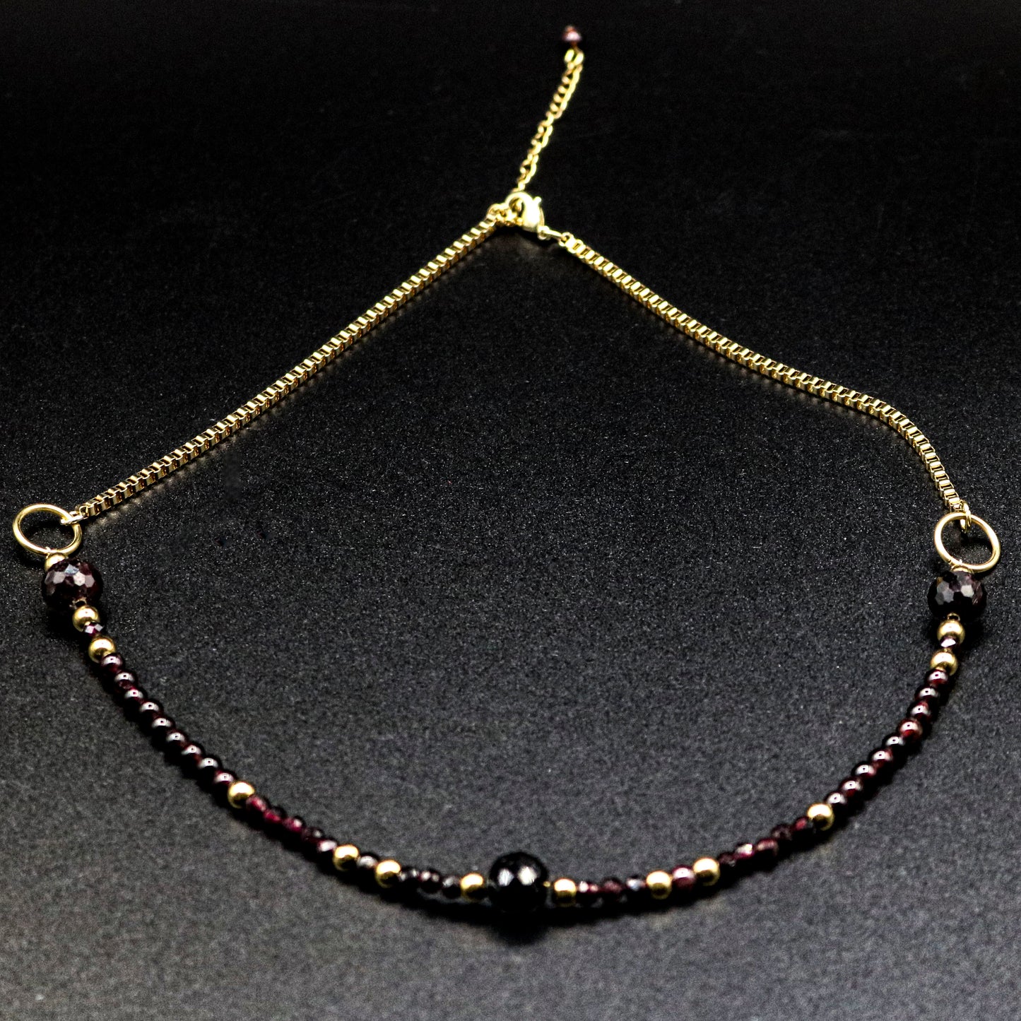 Red Garnet & Gold Choker Style Necklace