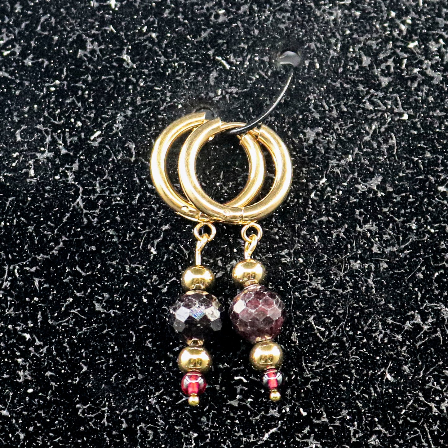 Red Garnet & Gold Earrings