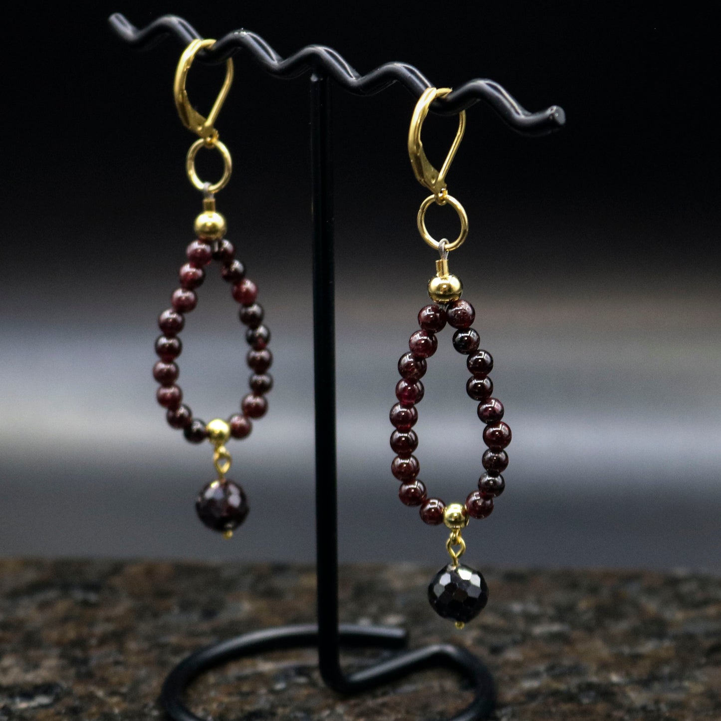 Red Garnet Tear Drop Earrings