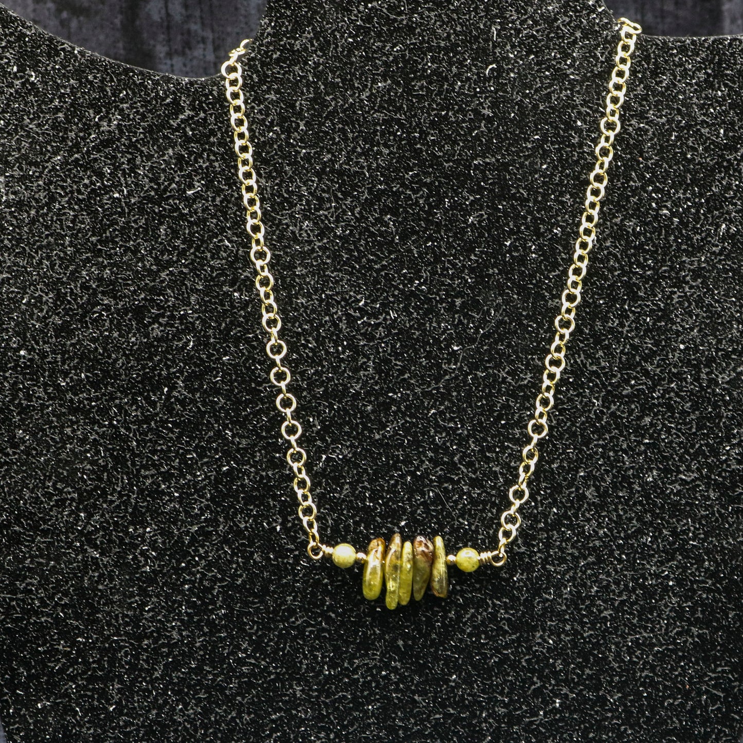 Green Garnet Bar Chain Necklace