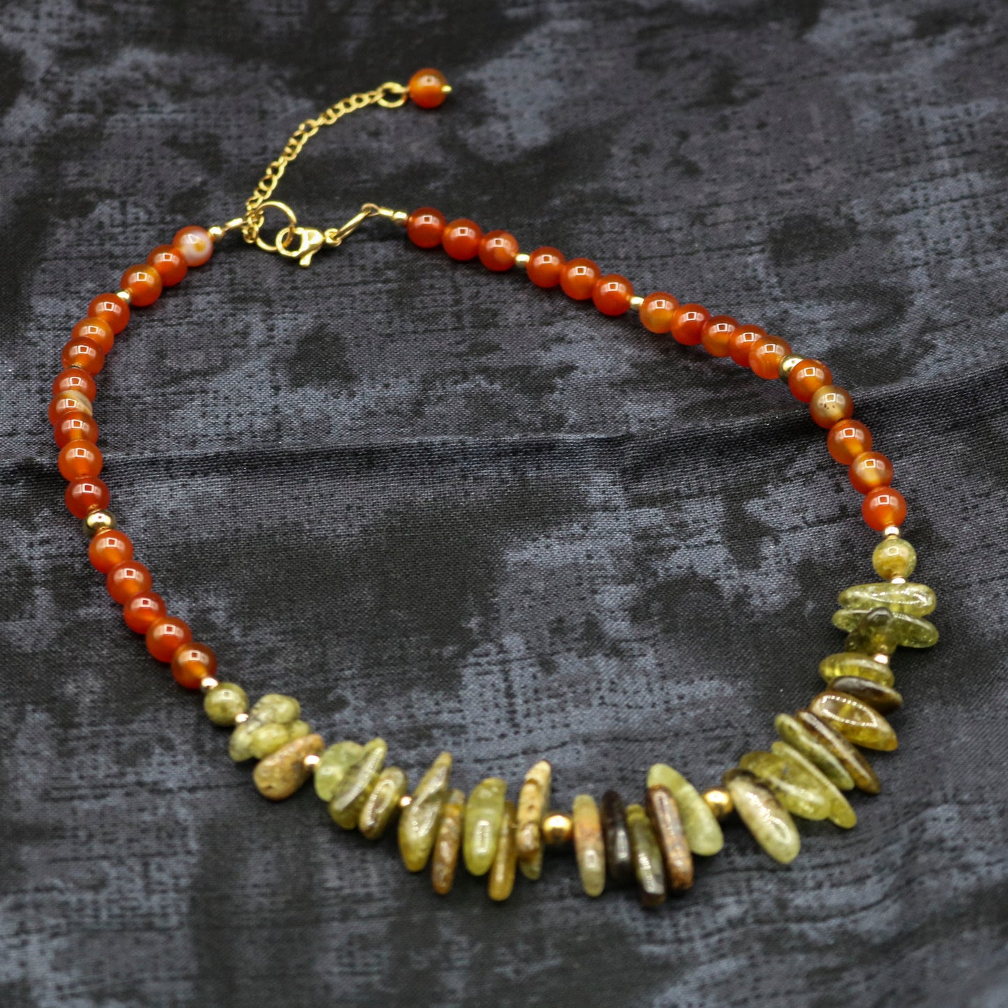 Green Garnet & Carnelian Choker Style Necklace