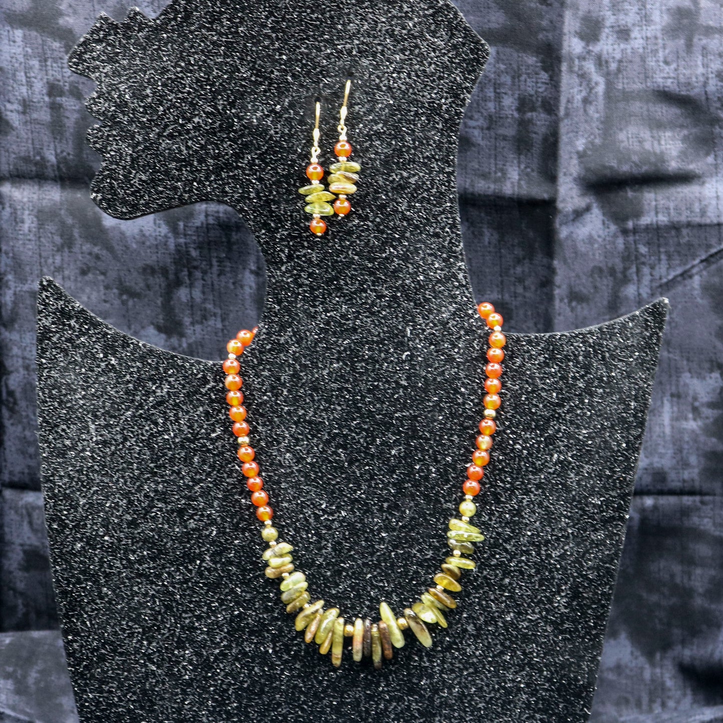 Green Garnet & Carnelian Choker Style Necklace