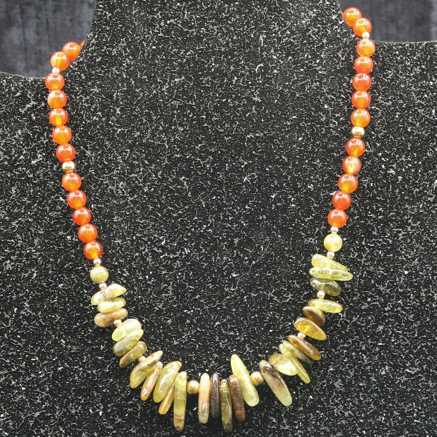 Green Garnet & Carnelian Choker Style Necklace