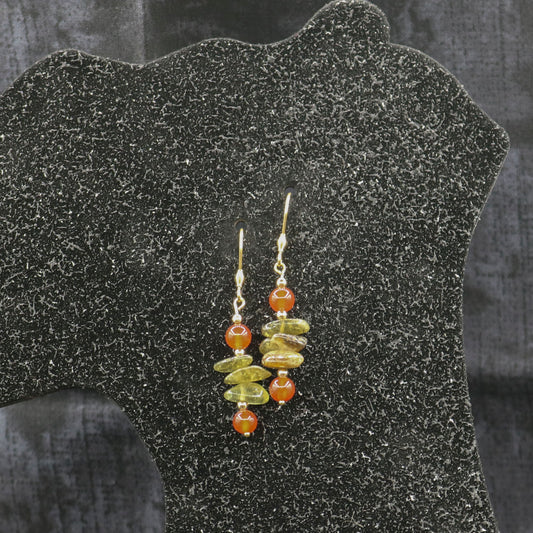 Green Garnet & Carnelian Dangles