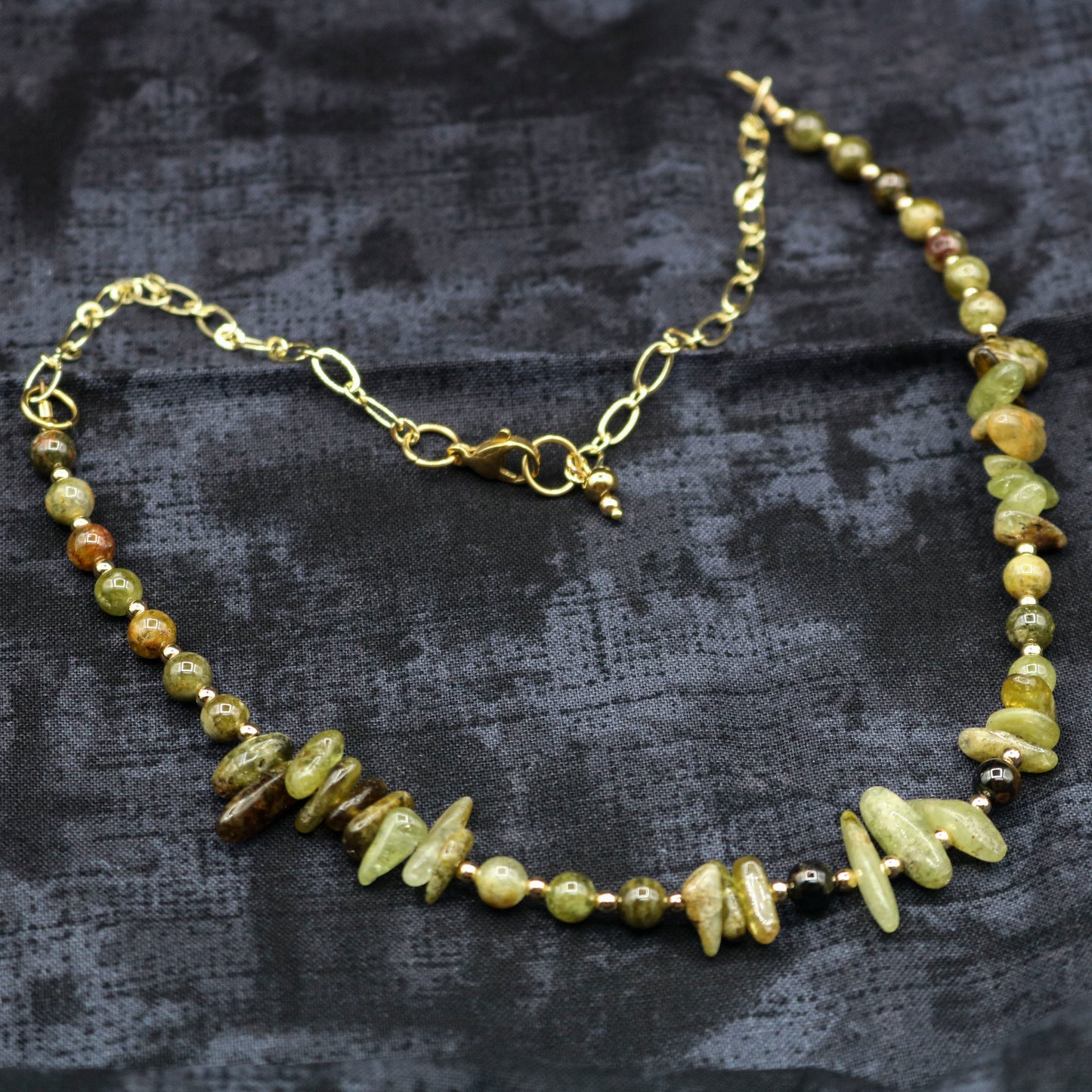 Green Garnet & Gold Necklace