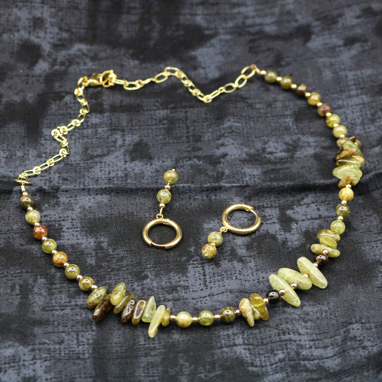 Green Garnet & Gold Necklace