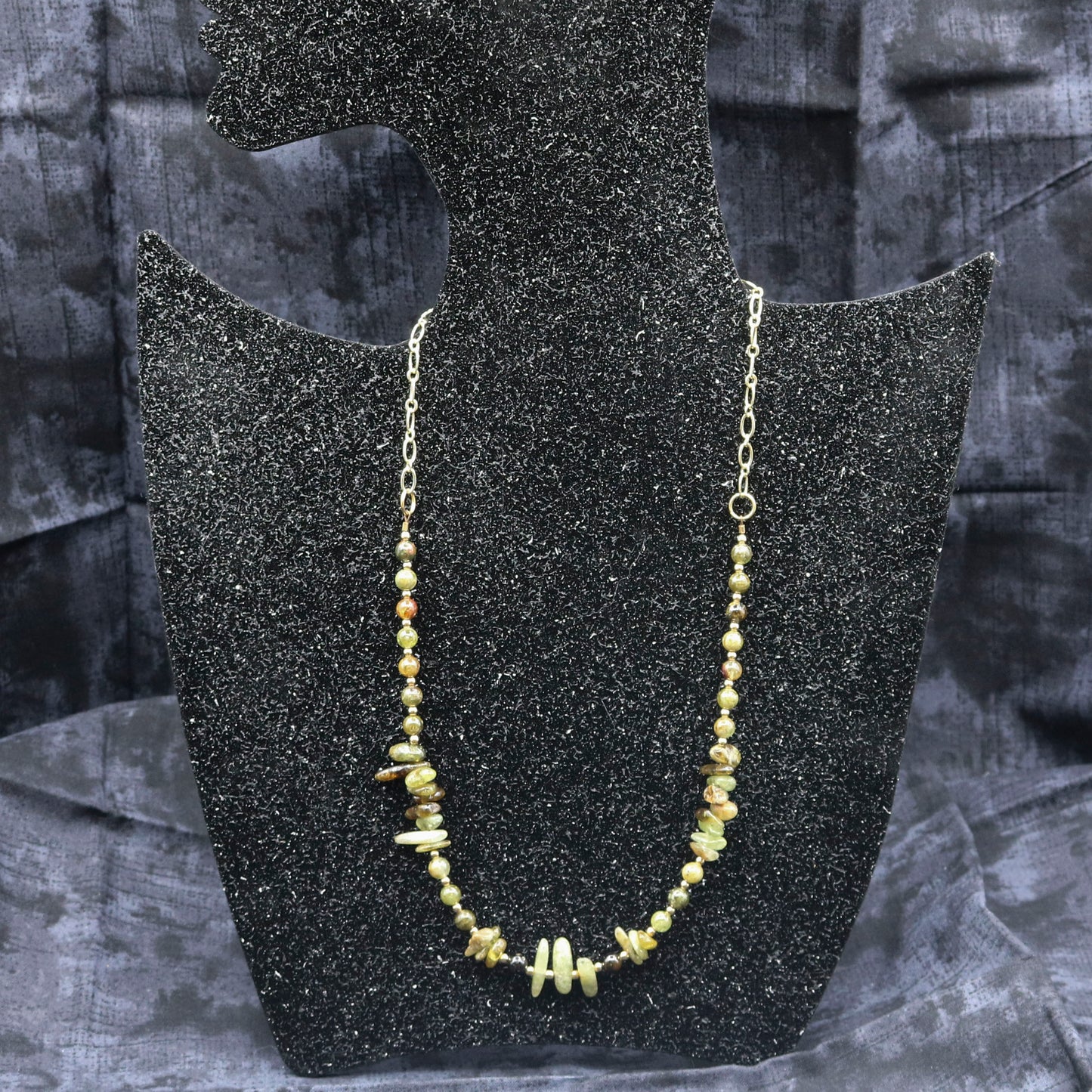 Green Garnet & Gold Necklace