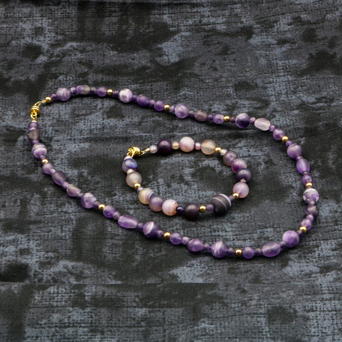 Amethyst & Quartz Necklace/Bracelet Combo