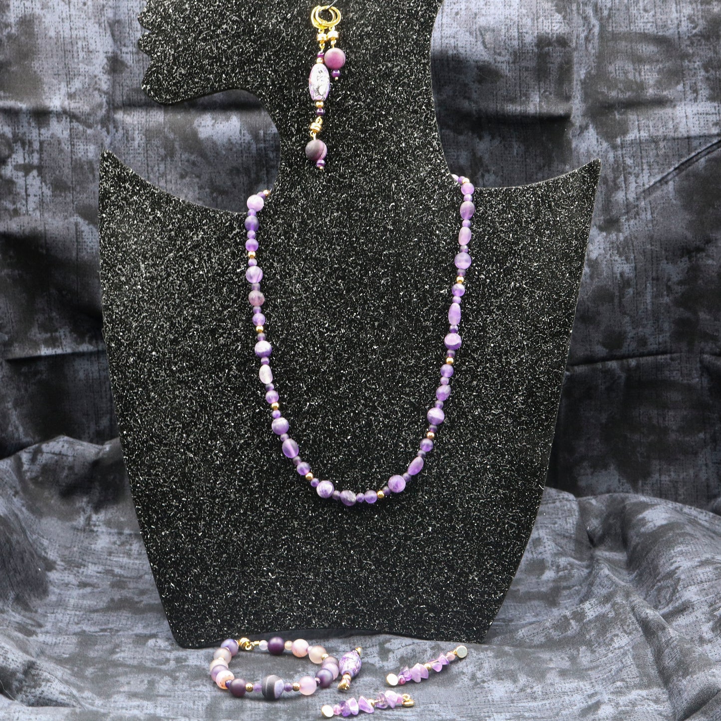 Amethyst & Quartz Necklace/Bracelet Combo