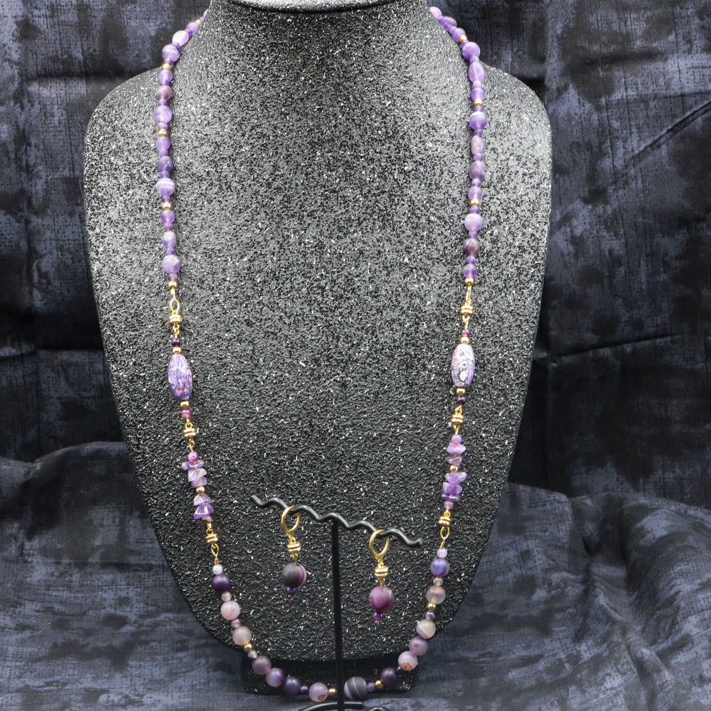 Amethyst & Quartz Necklace/Bracelet Combo