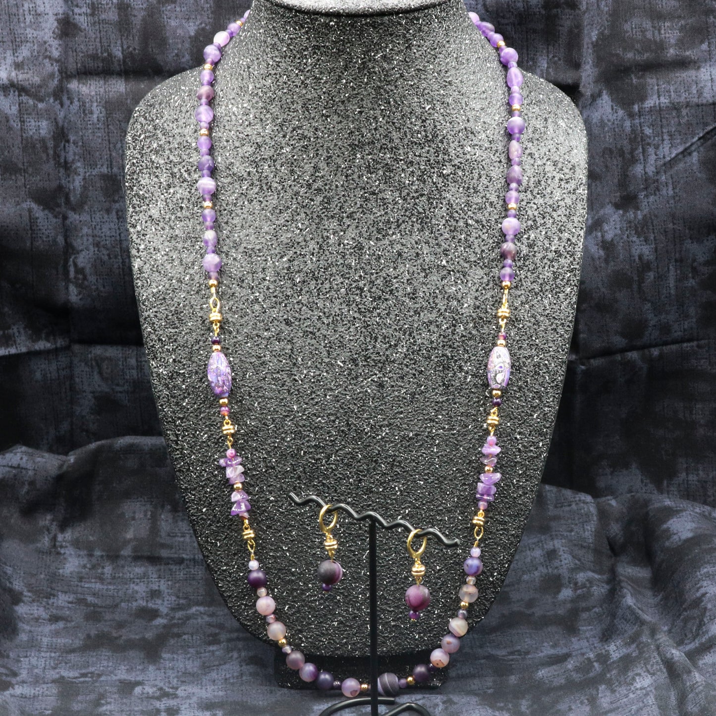 Amethyst & Quartz Necklace/Bracelet Combo