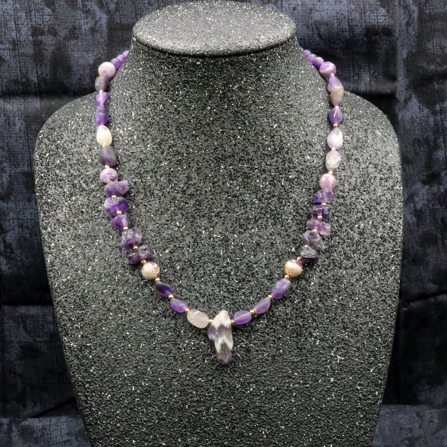 Amethyst Necklace with Chevron Amethyst Stick Focal