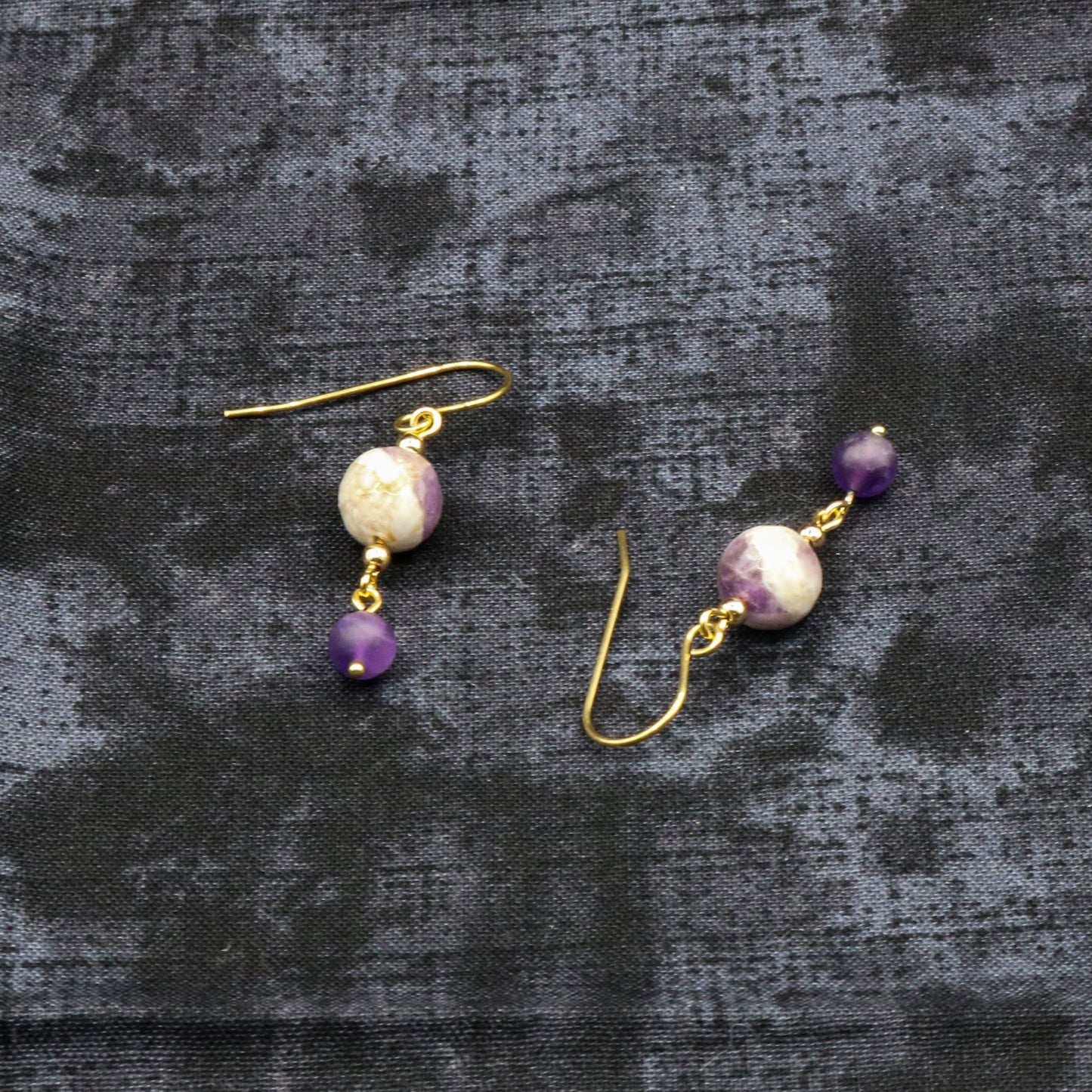 Chevron & Matte Amethyst Earrings