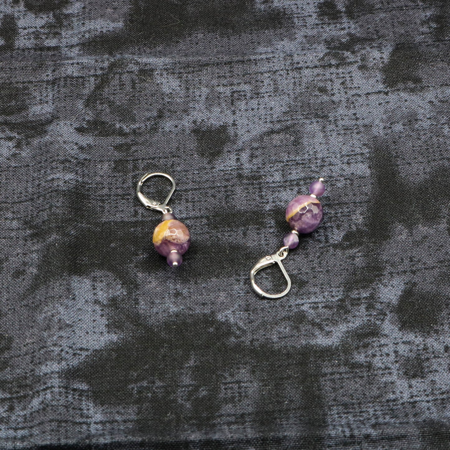 Chevron Amethyst Dangle Earrings