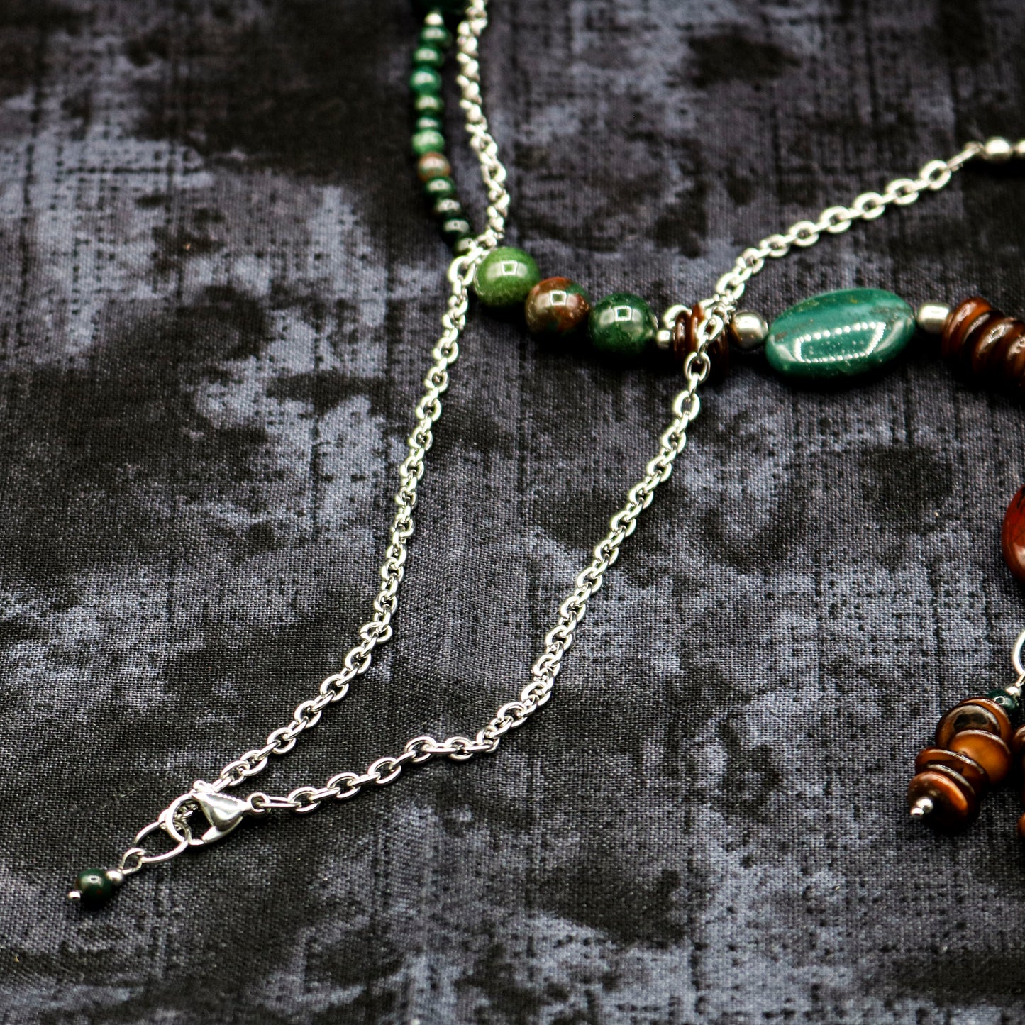 Bloodstone & Amber Shell Necklace