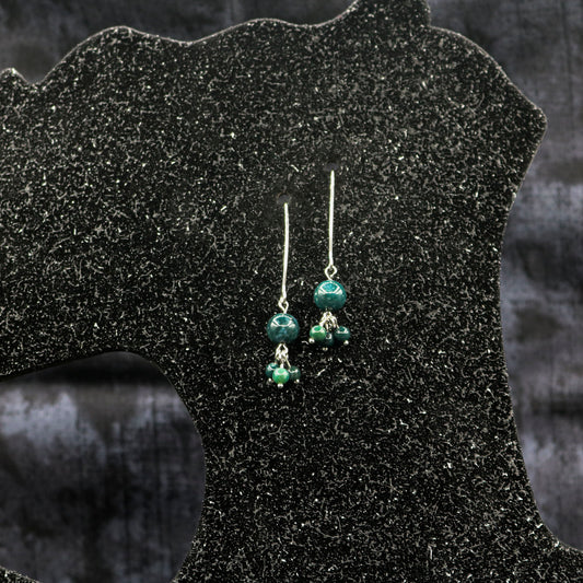 Bloodstone Dangles on Marquise Ear Wires