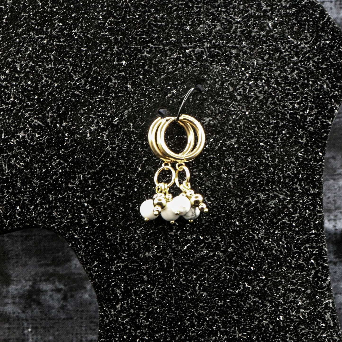 White Magnesite & Gold Huggie Earrings