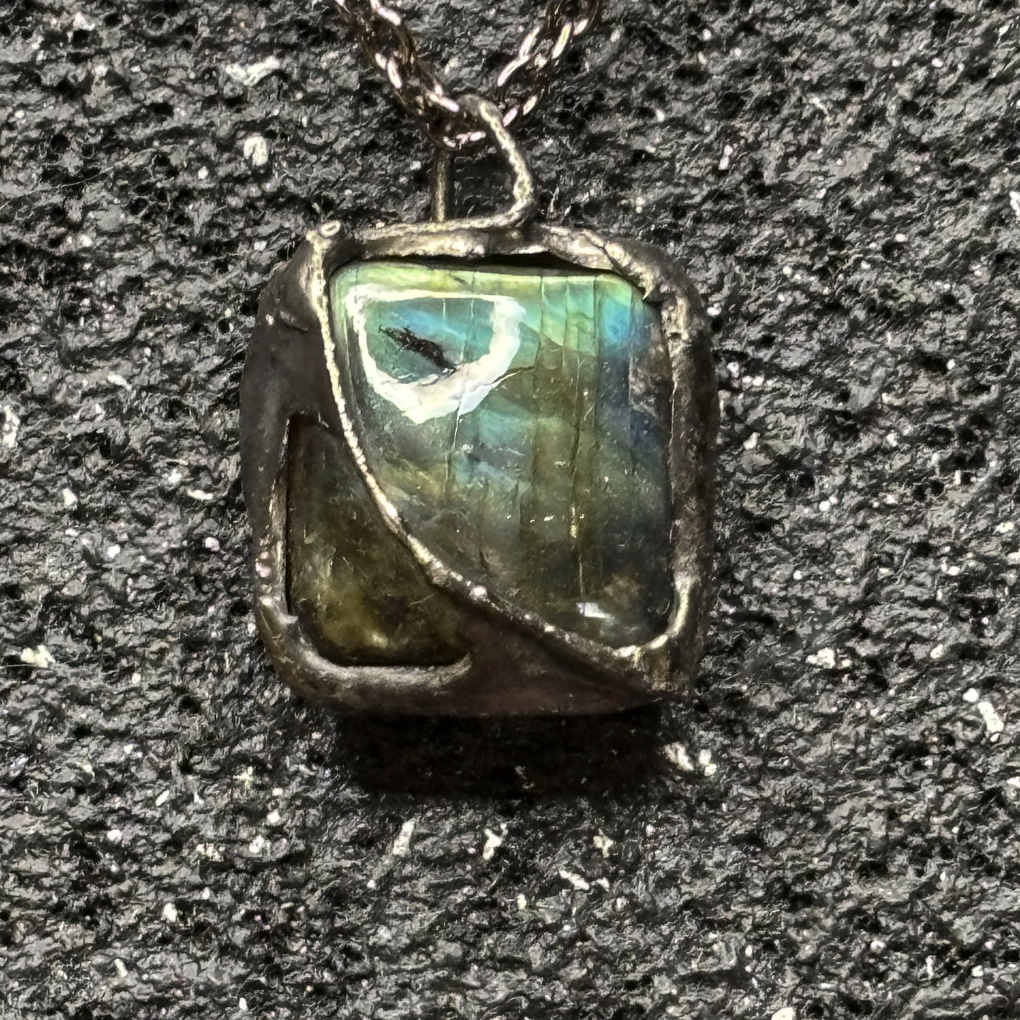 Soft Solder Labradorite Pendant on Chain