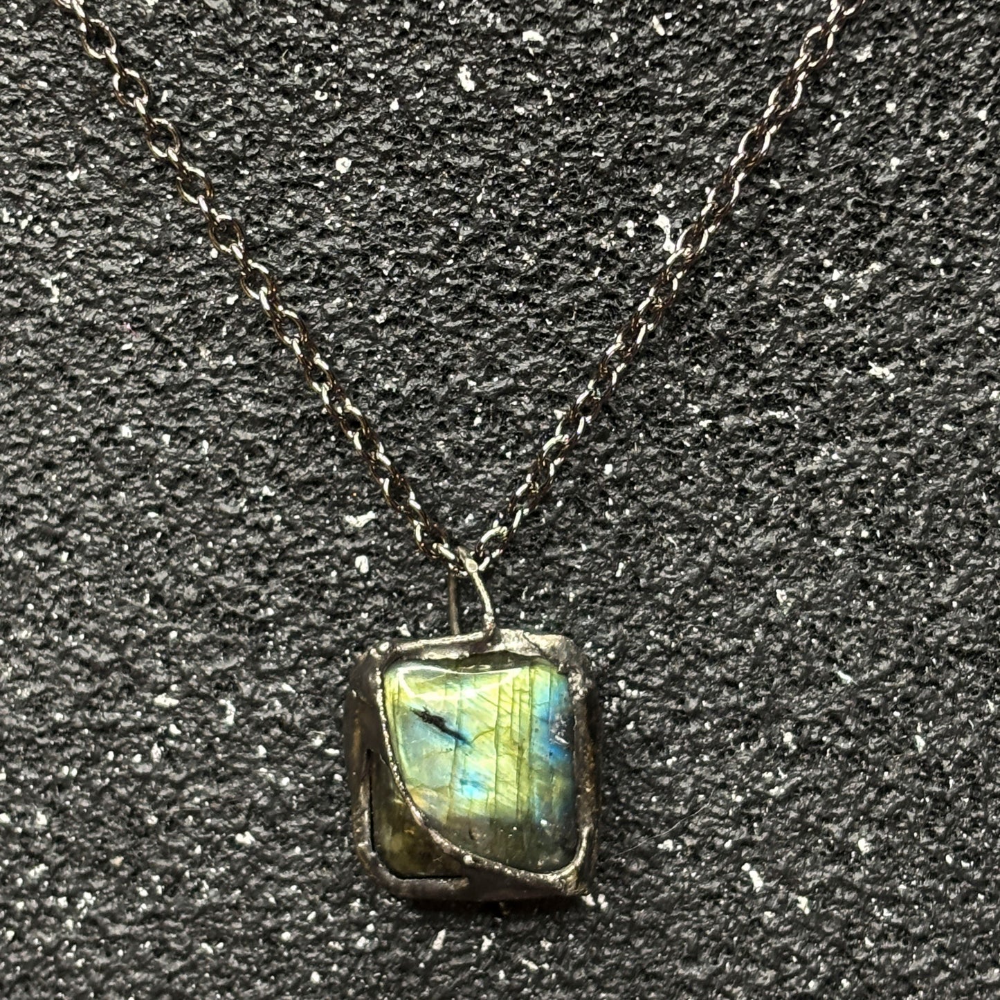 Soft Solder Labradorite Pendant on Chain