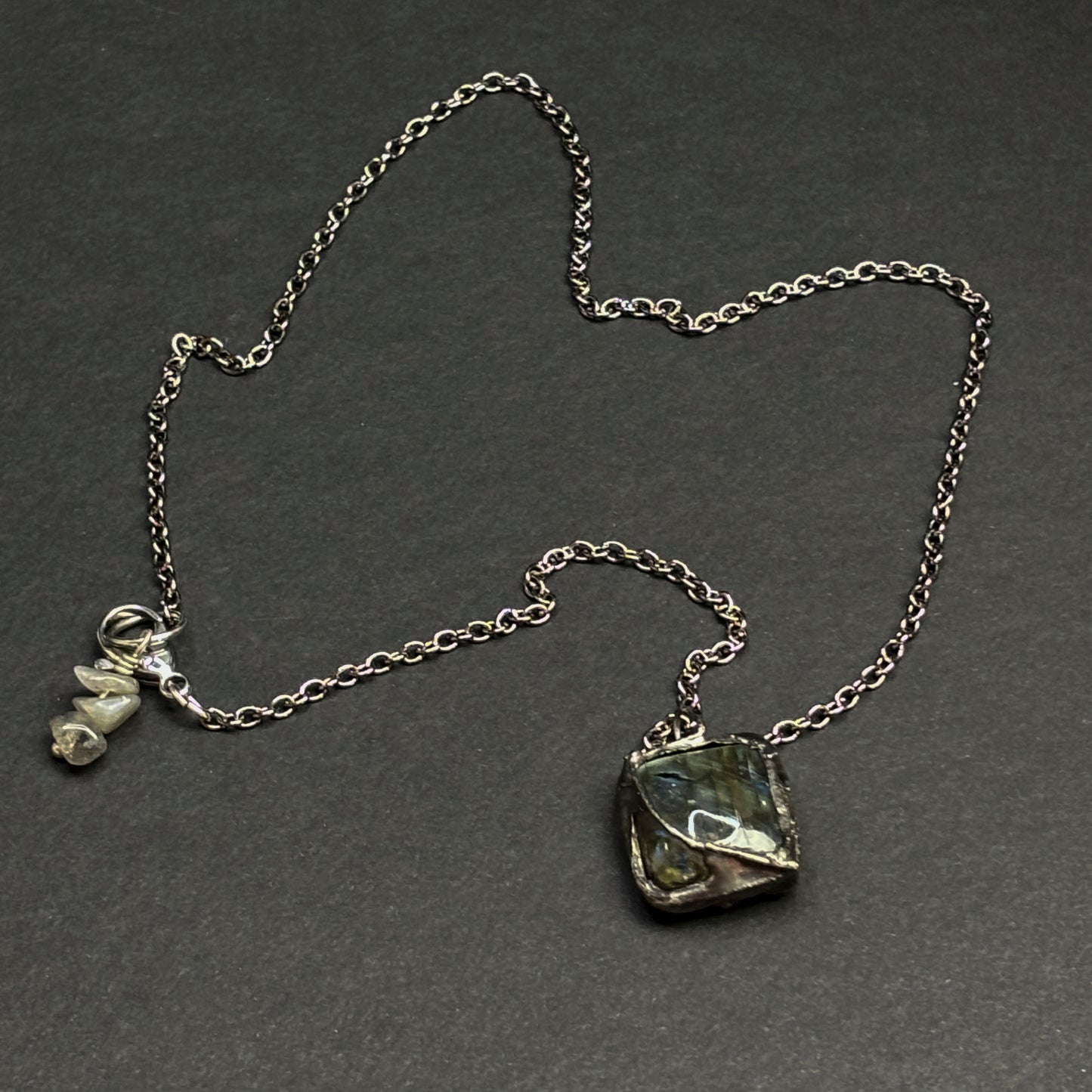 Soft Solder Labradorite Pendant on Chain