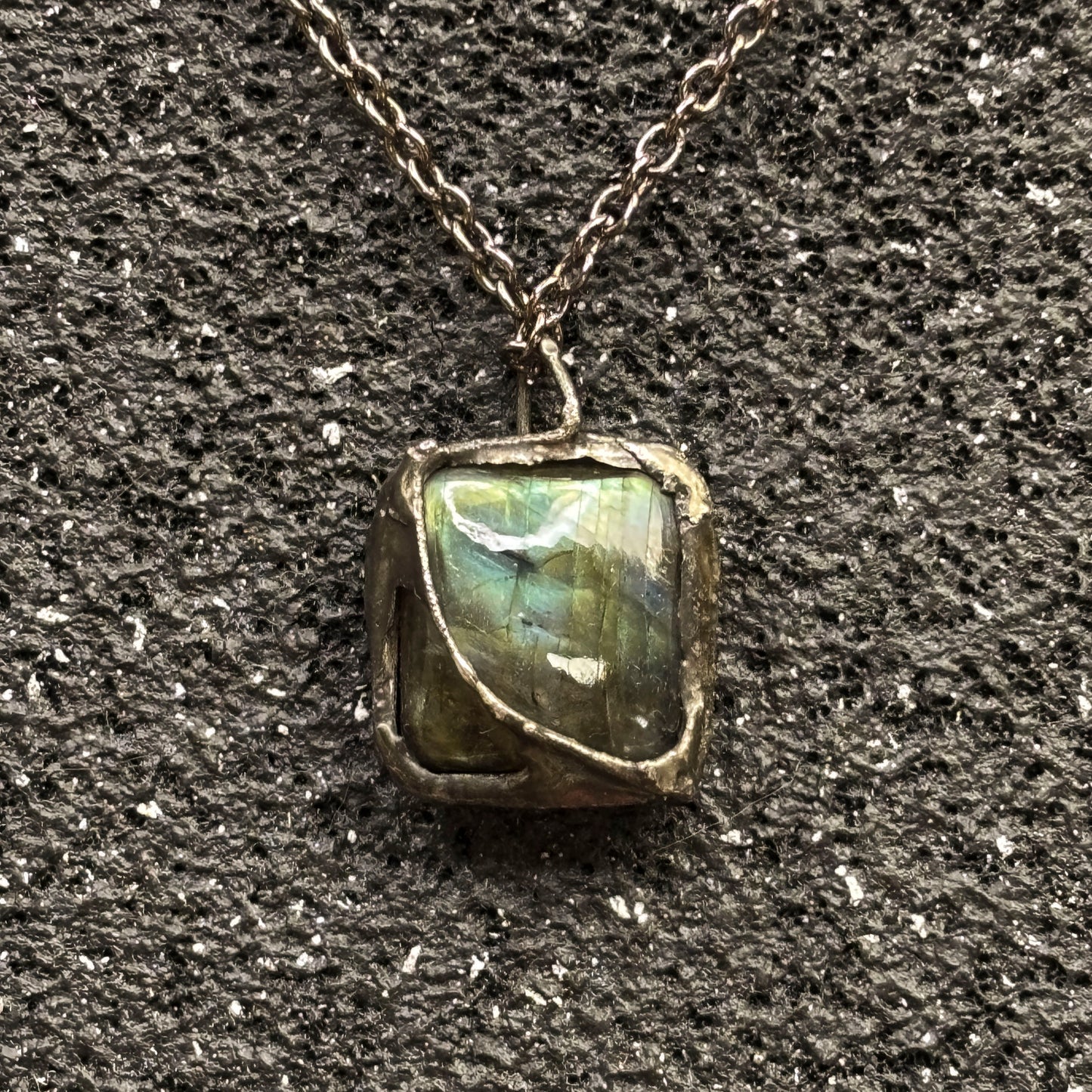 Soft Solder Labradorite Pendant on Chain