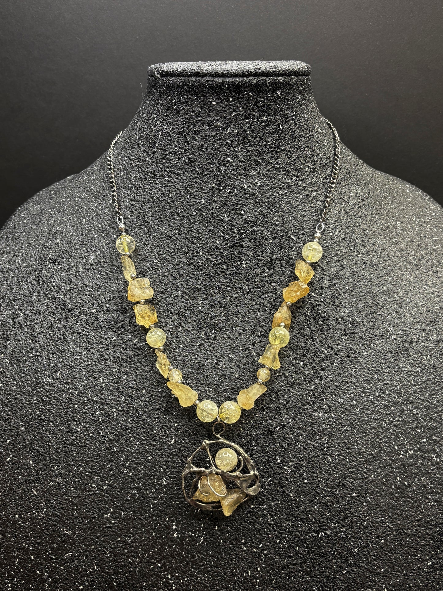 Soft Solder Citrine Pendant Necklace