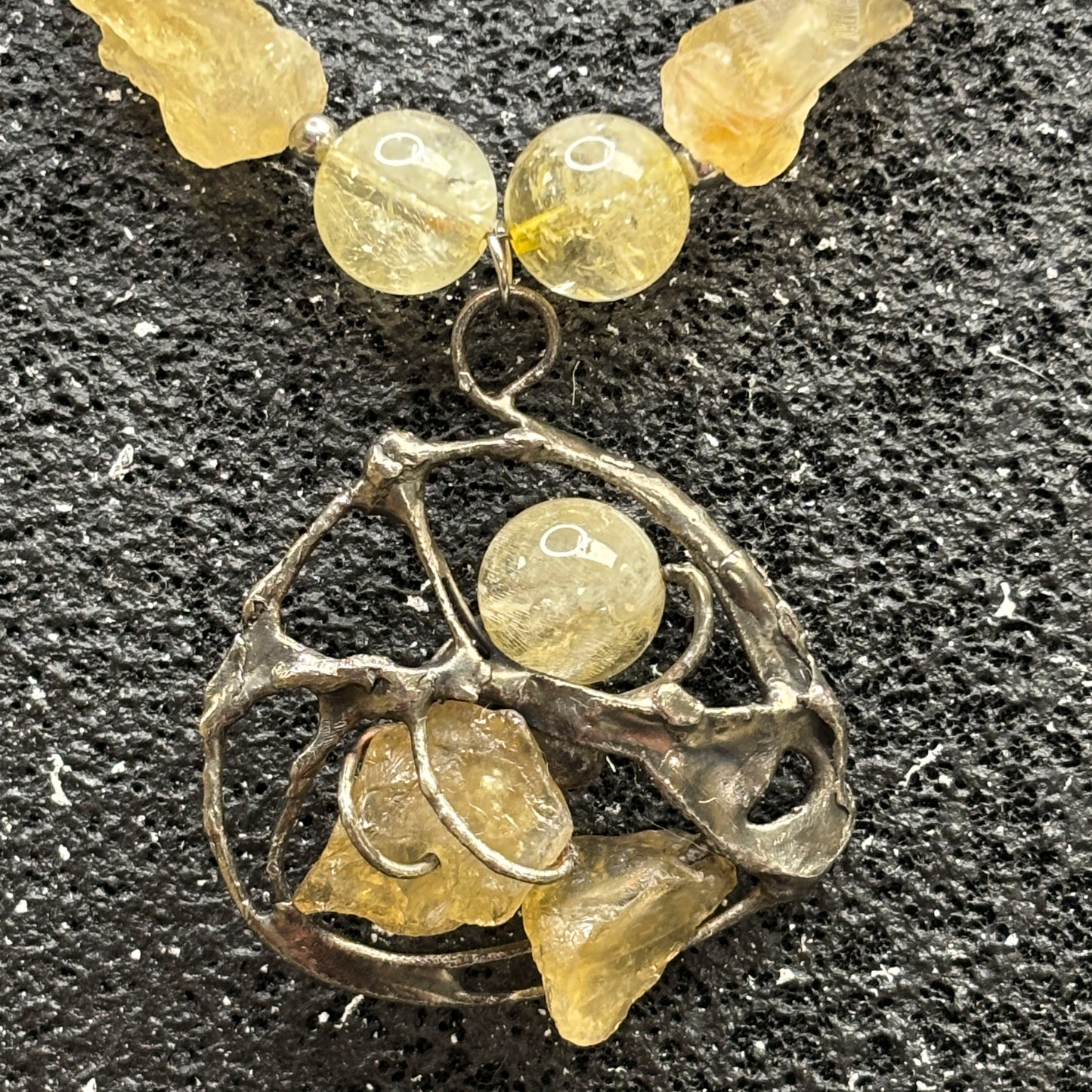 Soft Solder Citrine Pendant Necklace