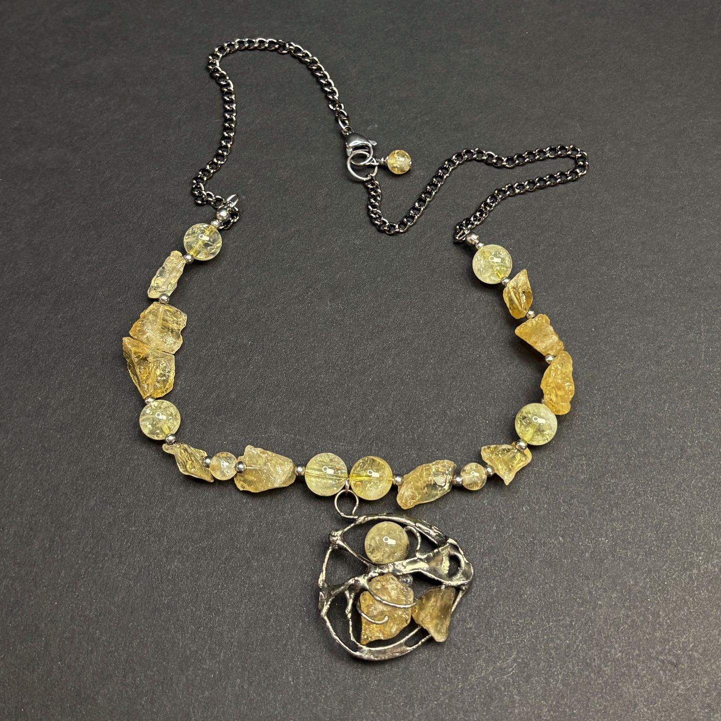 Soft Solder Citrine Pendant Necklace
