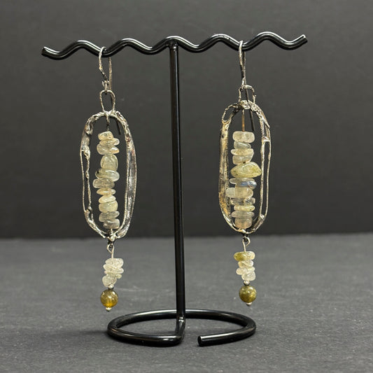 Soft Solder Oblong Labradorite Earrings