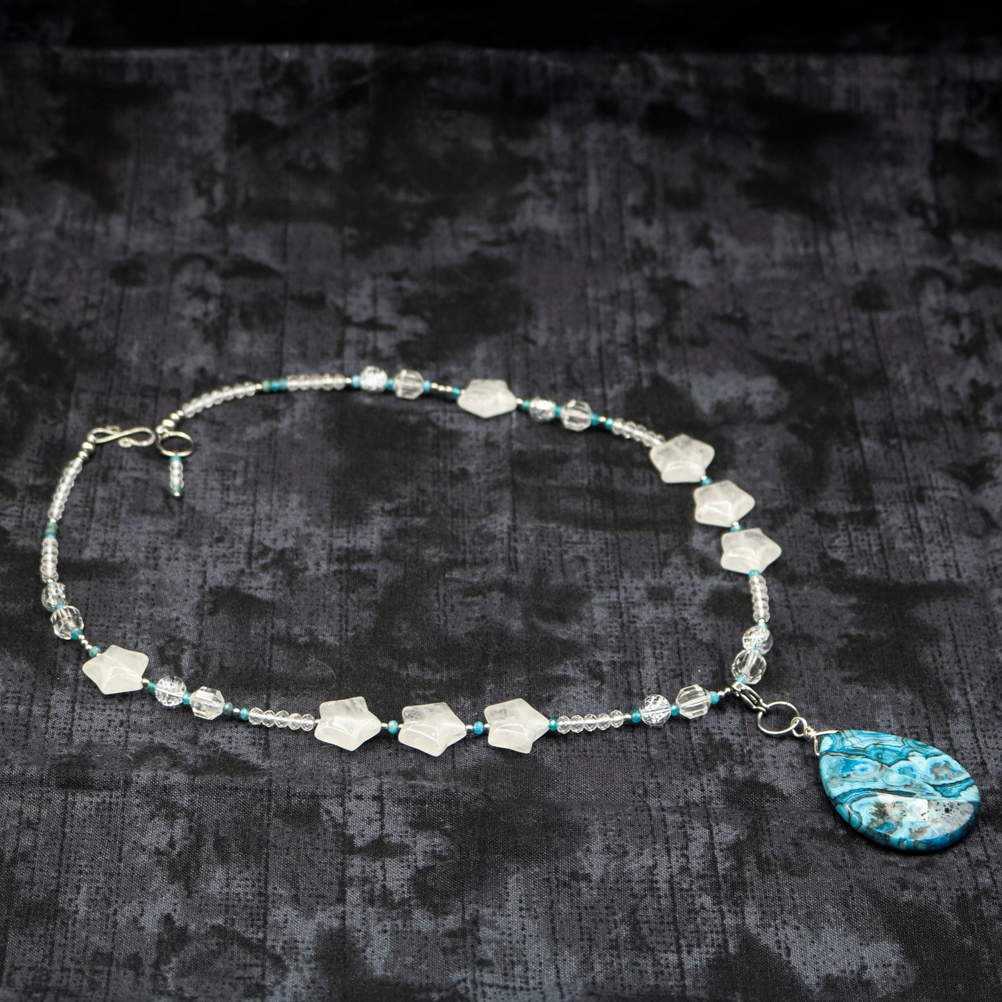 Clear Quartz & Blue Apatite w/Crazy Lace Agate Removeable Focal