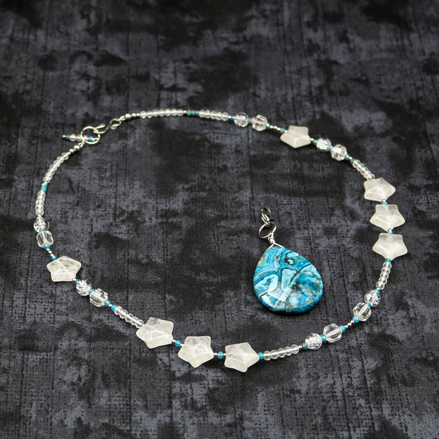 Clear Quartz & Blue Apatite w/Crazy Lace Agate Removeable Focal