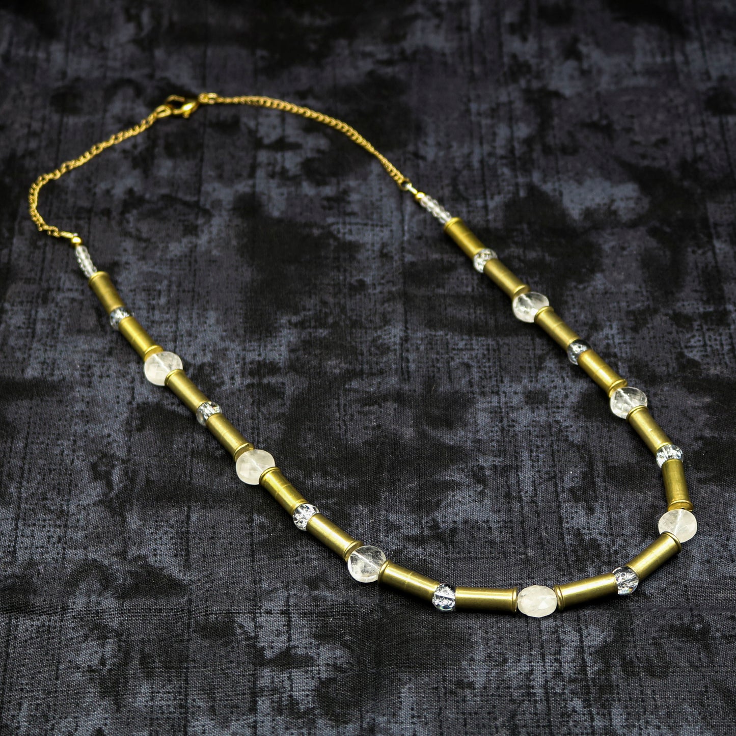 Hi-Caliber Brass & Clear Quartz Necklace