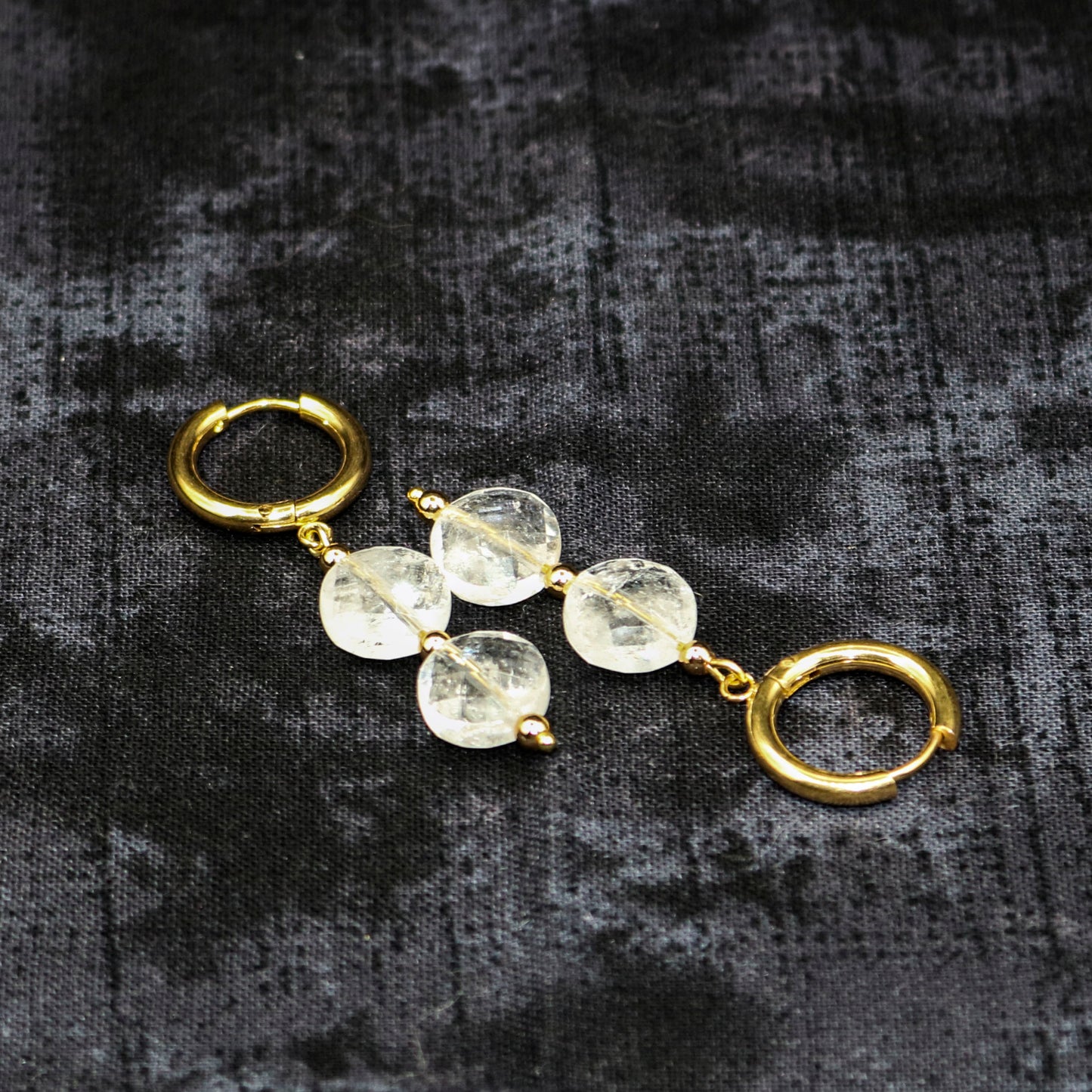 Clear Quartz Huggie Earrings