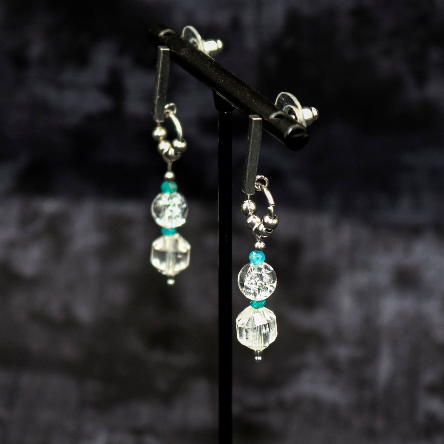 Clear Quartz & Blue Apatite Earrings