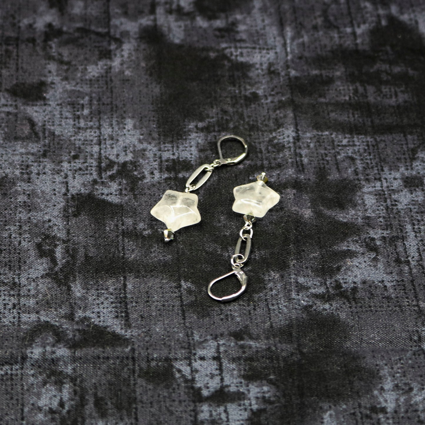 Clear Quartz Star Earrings